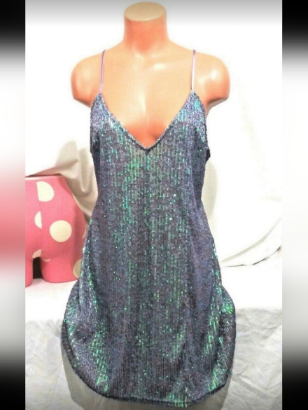 Victoria's Secret Iridescent Sequin Slip Dress XL - Picture 4 of 15